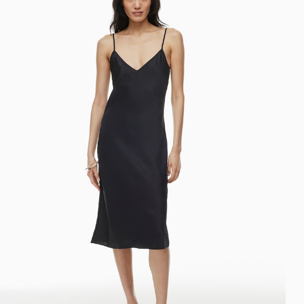 Aritzia x Wilfred - Only Slip Satin Midi Dress - size XS - Black